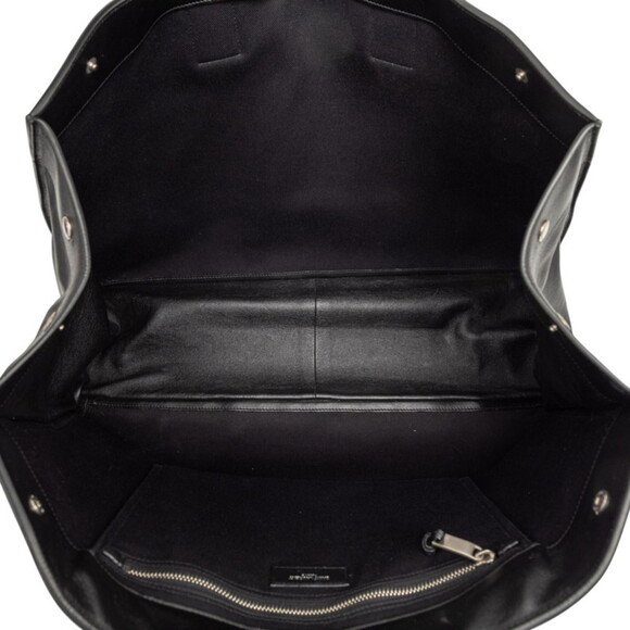 Saint Laurent Rive Gauche Tote Bag 587273 Black Leather Women's SAINT LAURENT - Picture 4 of 6